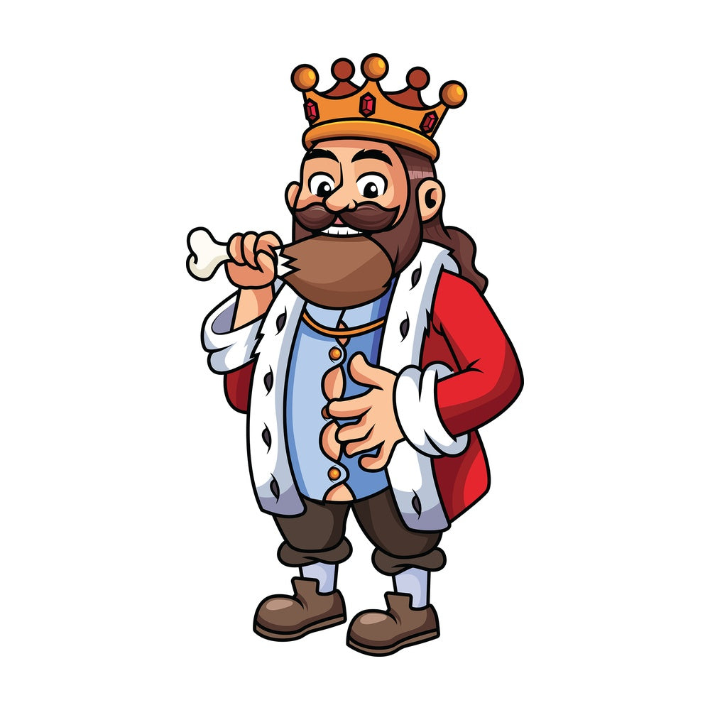 Chubby king eating meat - Image isolated on transparent background. PNG