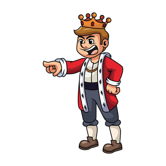 Angry king yelling and pointing - Image isolated on transparent background. PNG