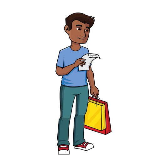 Black man holding a shopping list - Image isolated on transparent background. PNG