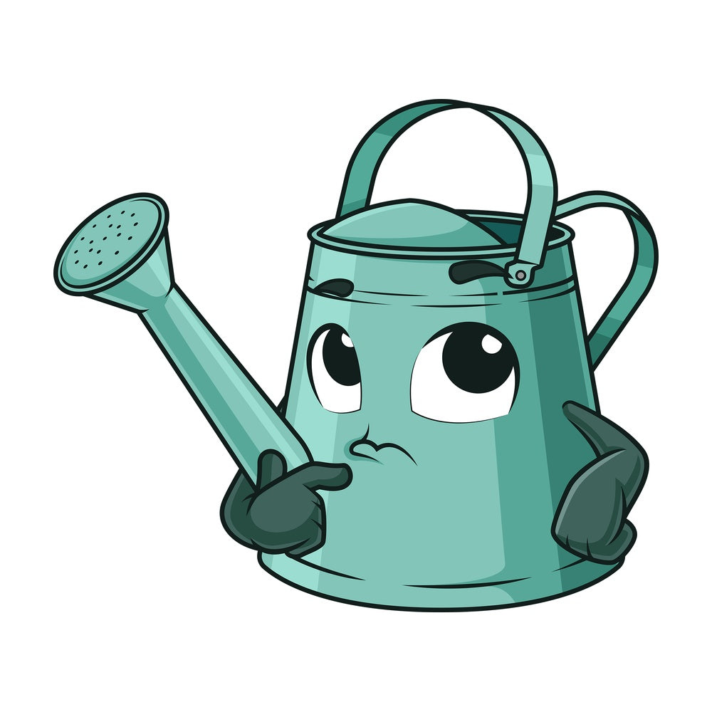 Watering can wondering. PNG - JPG and vector EPS (infinitely scalable).