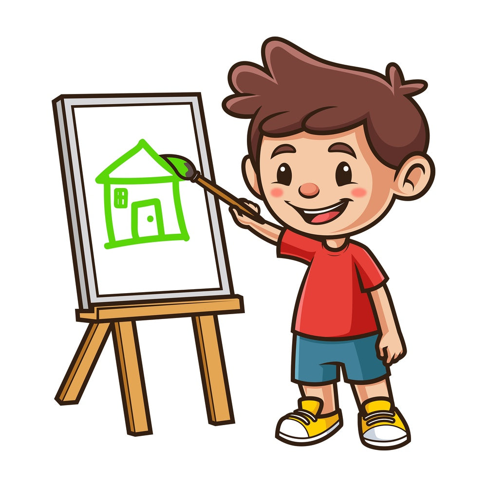 Kid drawing house. PNG - JPG and vector EPS (infinitely scalable).