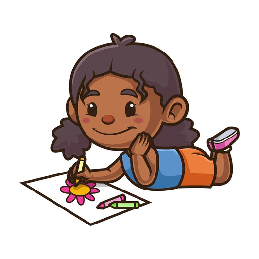 Girl drawing a picture. PNG - JPG and vector EPS (infinitely scalable).