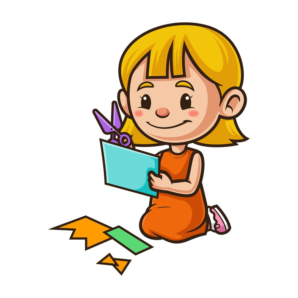 Girl cutting paper. PNG - JPG and vector EPS (infinitely scalable).