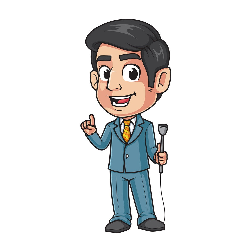 TV presenter talking. PNG - JPG and vector EPS (infinitely scalable).
