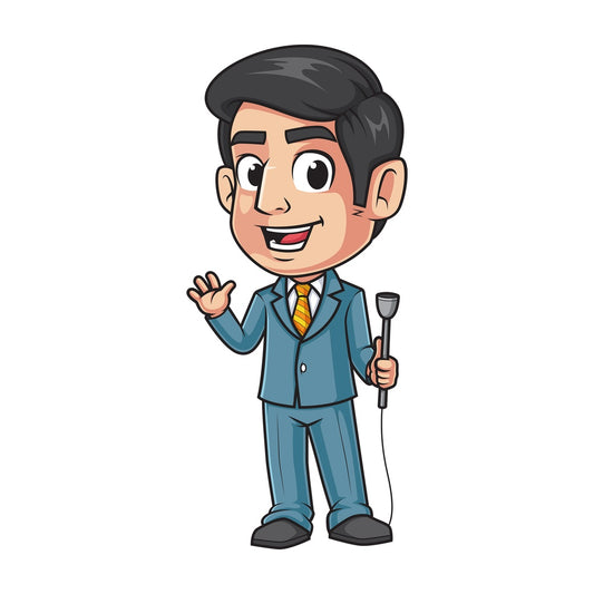 TV showman waving. PNG - JPG and vector EPS (infinitely scalable).