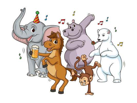 Party animals. PNG - JPG and vector EPS file formats (infinitely scalable). Image isolated on transparent background.