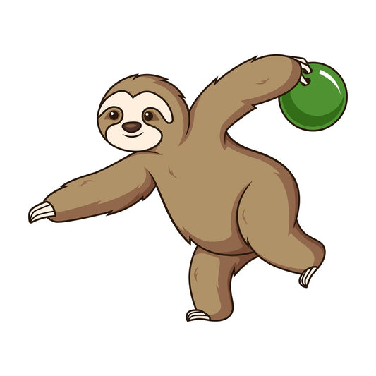 Sloth bowling. PNG - JPG and vector EPS file formats (infinitely scalable). Image isolated on transparent background.