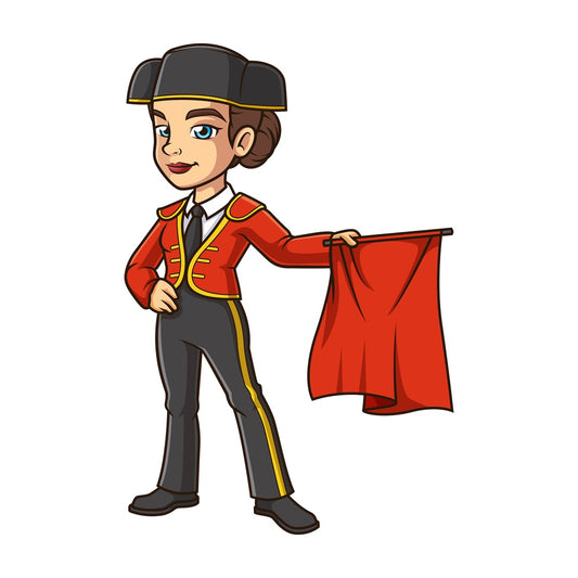 Female bullfighter. PNG - JPG and vector EPS file formats (infinitely scalable). Image isolated on transparent background.