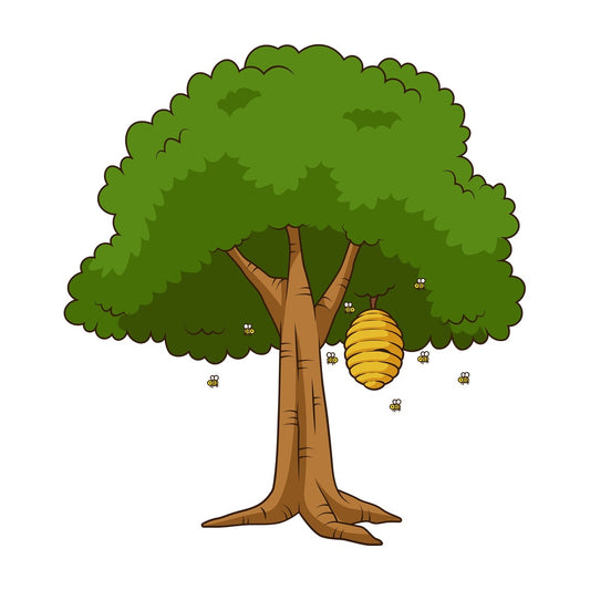 Beehive on tree. PNG - JPG and vector EPS file formats (infinitely scalable). Image isolated on transparent background.