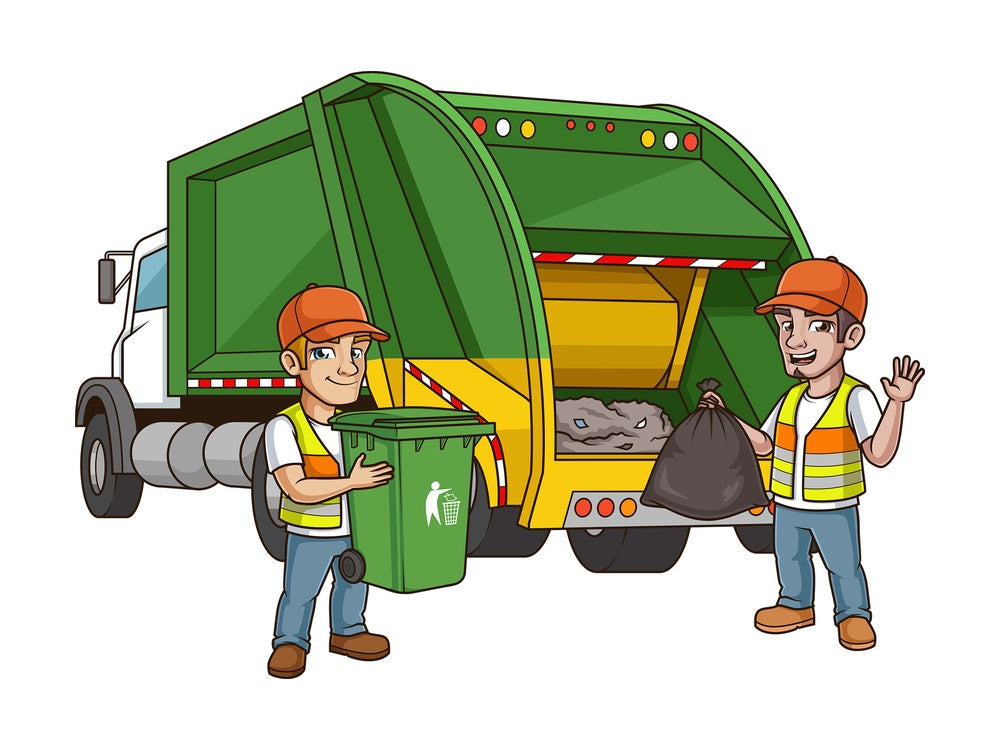 Dustmen picking up trash. PNG - JPG and vector EPS file formats (infinitely scalable). Image isolated on transparent background.