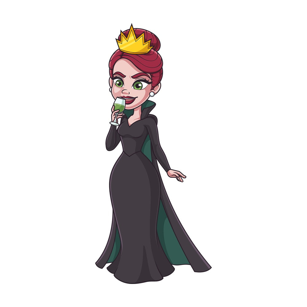 Evil queen drinking potion. PNG - JPG and vector EPS (infinitely scalable).