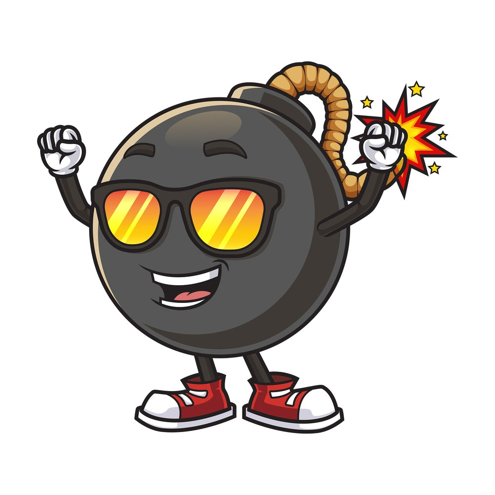 Cheering bomb with sunglasses. PNG - JPG and vector EPS (infinitely scalable).