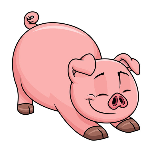Pig stretching after good sleep - Image isolated on transparent background. PNG