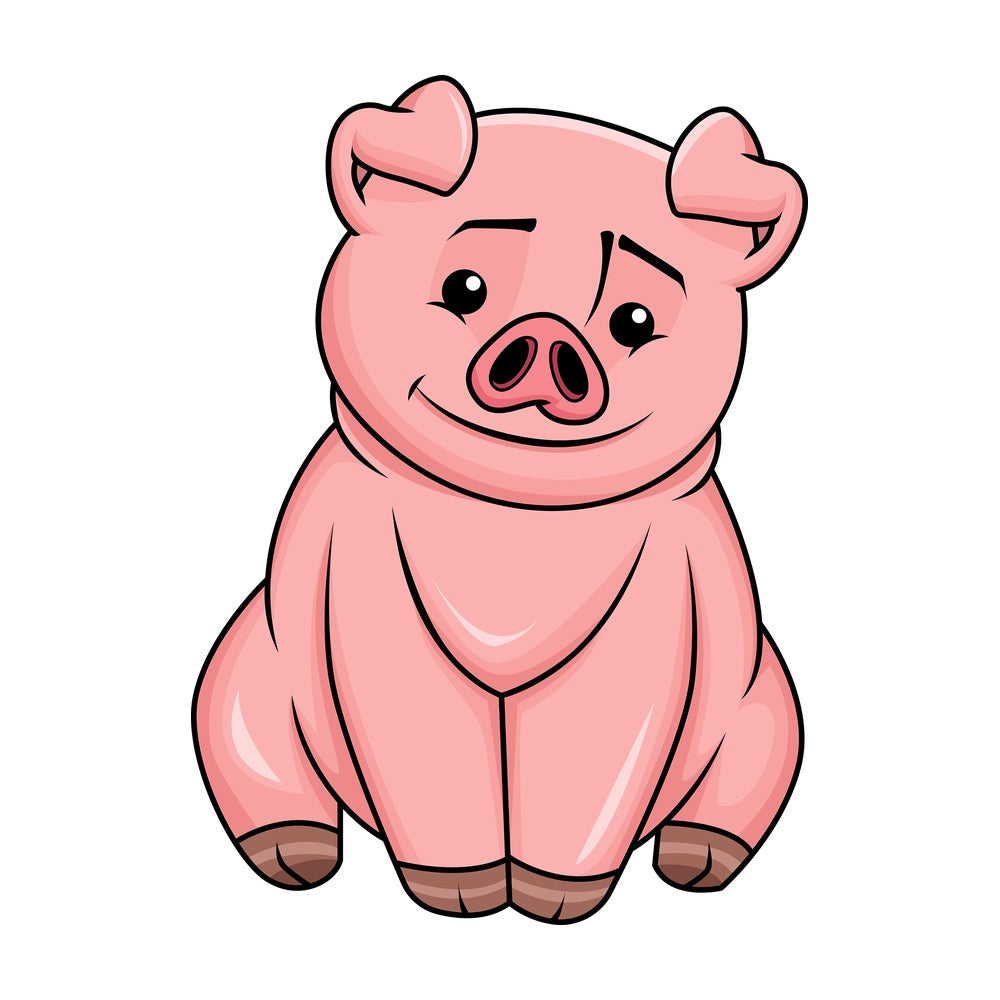 Cute pig smiling - Image isolated on transparent background. PNG