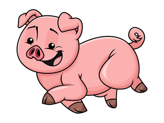 Cute pig running - Image isolated on transparent background. PNG