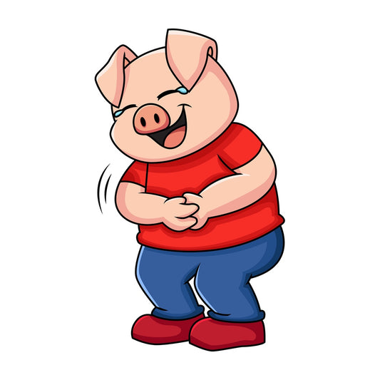 Pig laughing out loud - Image isolated on transparent background. PNG