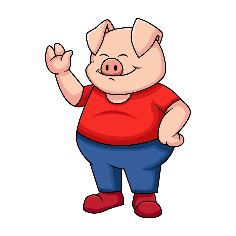 Pig waving hello and smiling - Image isolated on transparent background. PNG