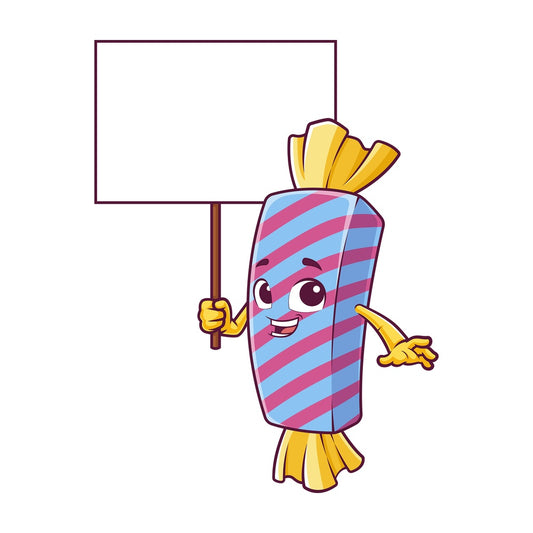 Candy holding blank sign. PNG - JPG and vector EPS (infinitely scalable).