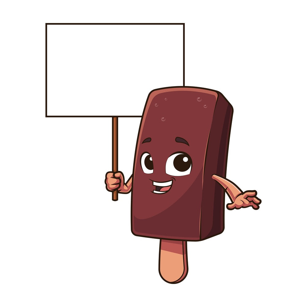 Ice pop holding blank sign. PNG - JPG and vector EPS (infinitely scalable).