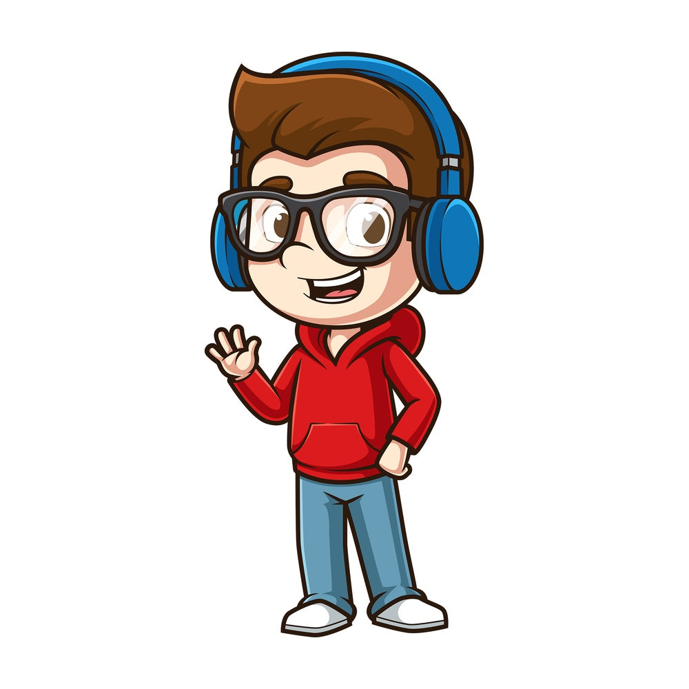 Nerdy man with headphones. PNG - JPG and vector EPS (infinitely scalable).