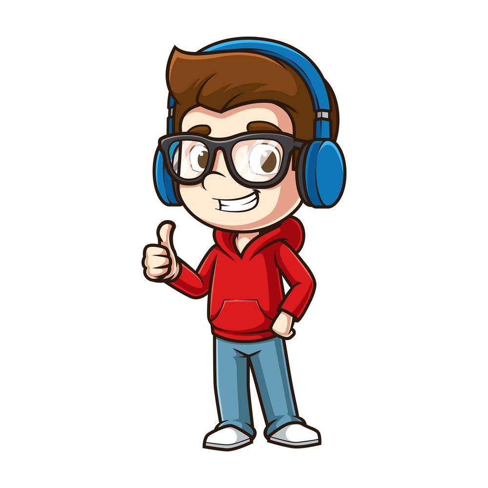 Nerdy man thumbs up. PNG - JPG and vector EPS (infinitely scalable).