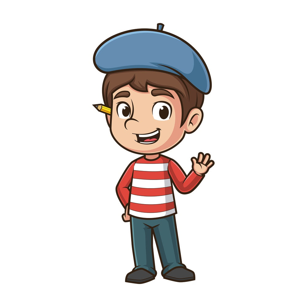 Male artist waving. PNG - JPG and vector EPS (infinitely scalable).
