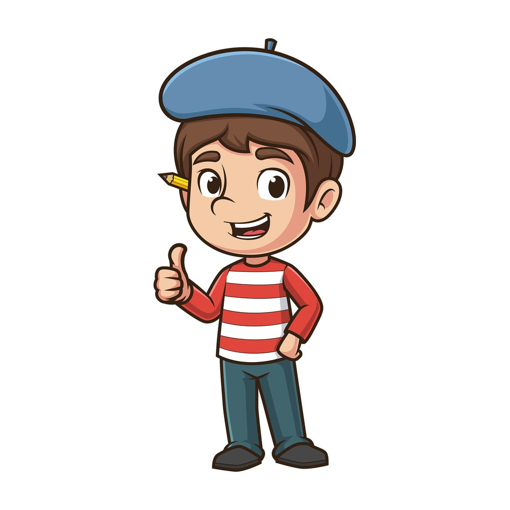 Male artist thumbs up. PNG - JPG and vector EPS (infinitely scalable).