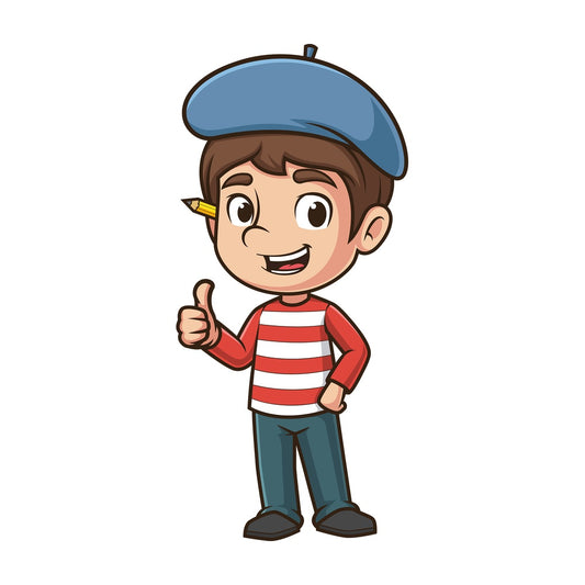 Male artist thumbs up. PNG - JPG and vector EPS (infinitely scalable).