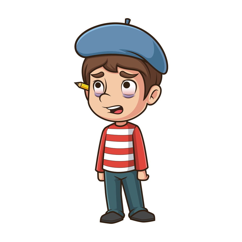 Tired male artist. PNG - JPG and vector EPS (infinitely scalable).