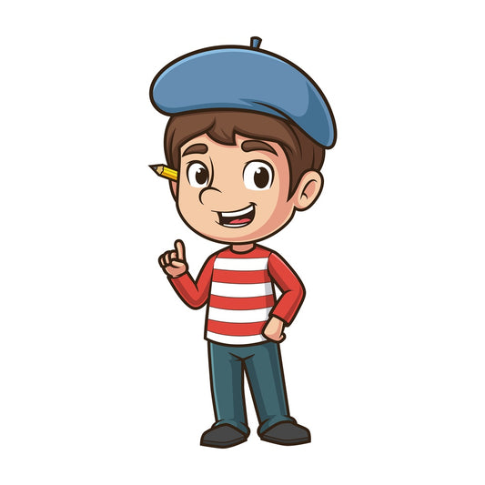 Male artist having an idea. PNG - JPG and vector EPS (infinitely scalable).