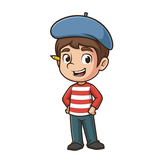 Happy male artist. PNG - JPG and vector EPS (infinitely scalable).