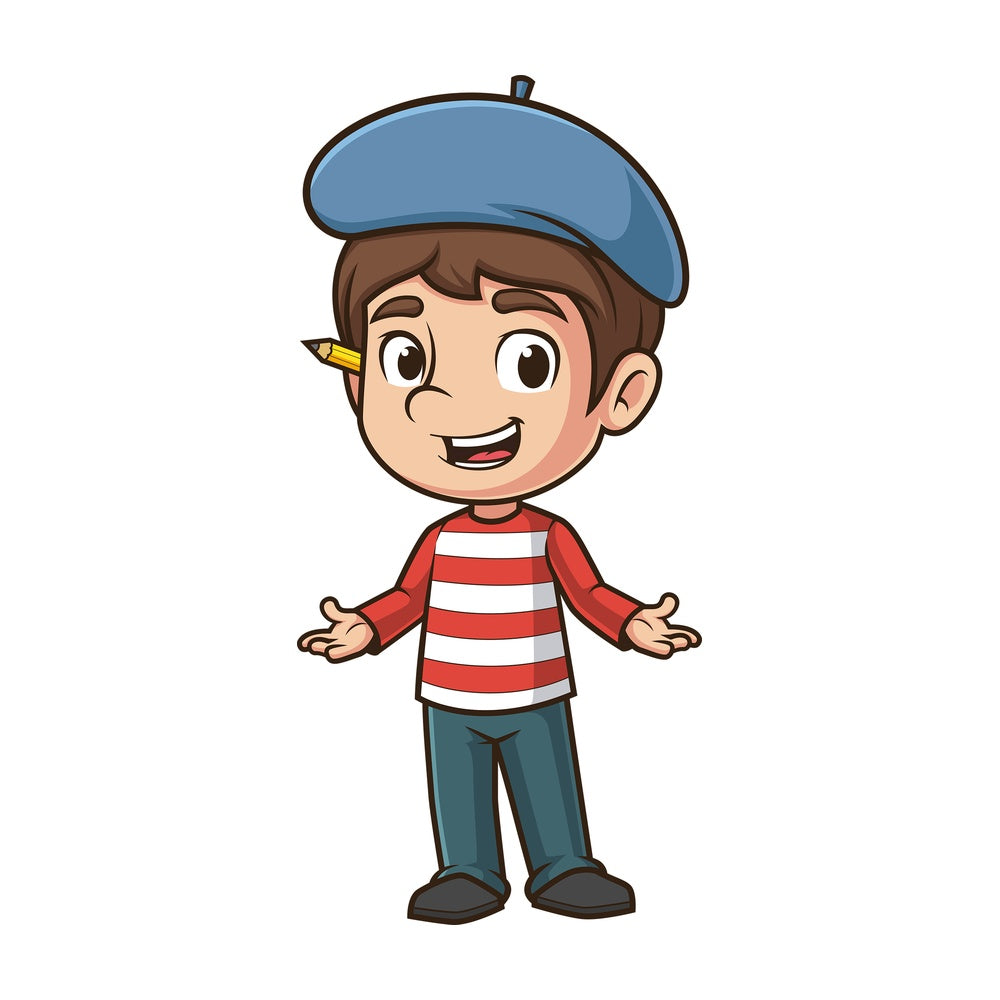 Welcoming male artist. PNG - JPG and vector EPS (infinitely scalable).