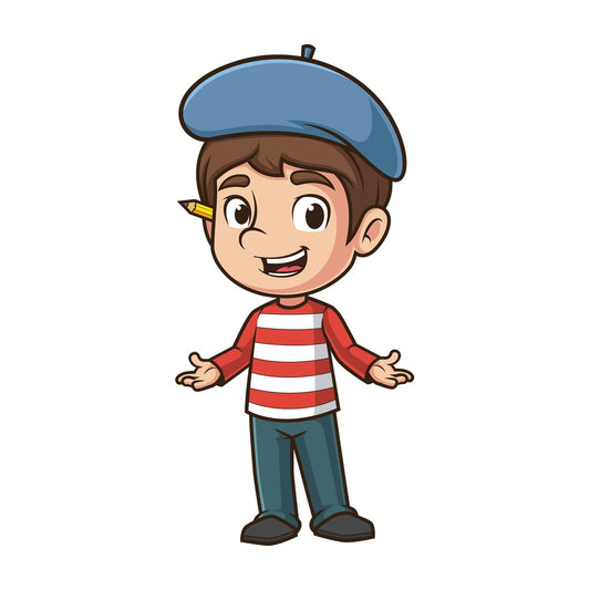 Welcoming male artist. PNG - JPG and vector EPS (infinitely scalable).