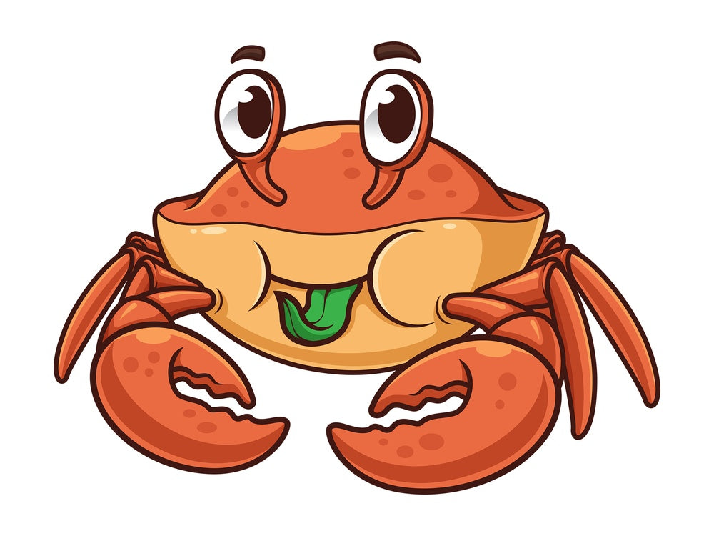 Crab eating seaweed. PNG - JPG and vector EPS (infinitely scalable).