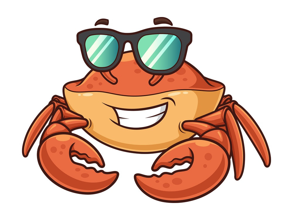 Crab wearing sunglasses. PNG - JPG and vector EPS (infinitely scalable).