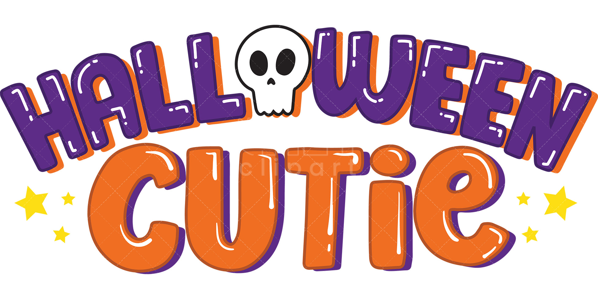 Royalty-free vector illustration of handwritten-style text art that reads "halloween cutie".