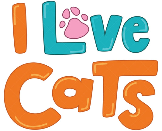 Royalty-free stock vector illustration of an i love cats sign.