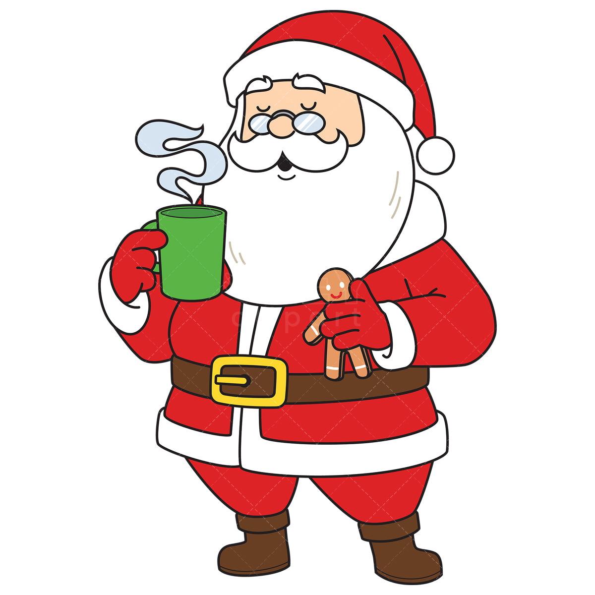 Royalty-free vector illustration of a santa claus enjoying hot beverage.