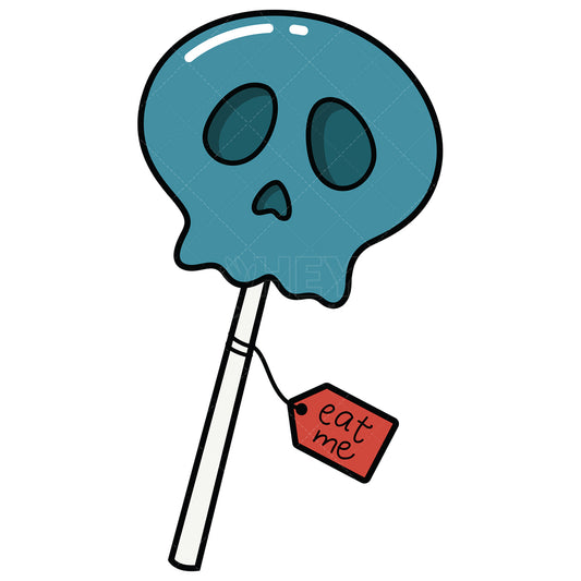 Royalty-free vector illustration of a skull-shaped halloween lollipop.