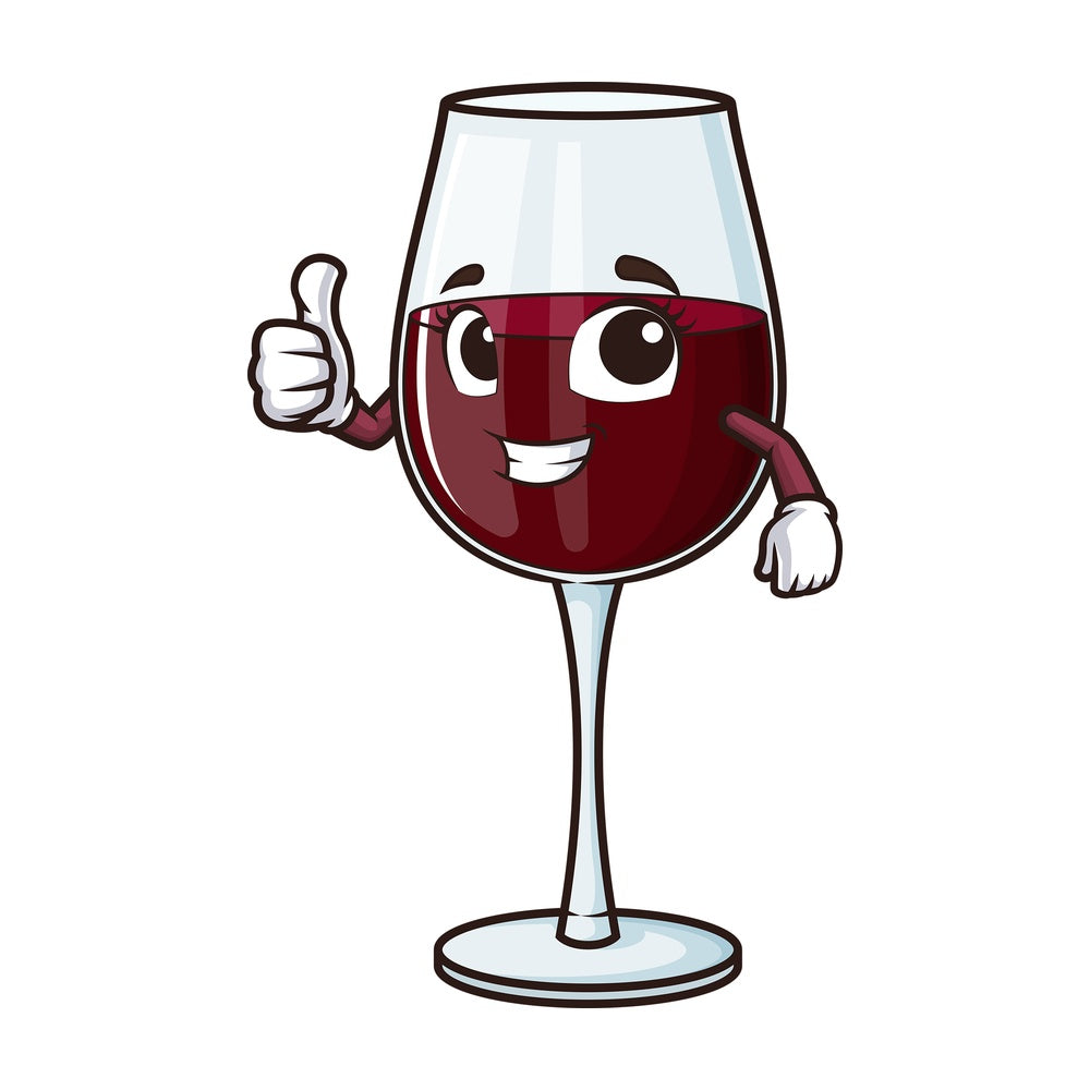 Cartoon wine glass thumbs up. PNG - JPG and vector EPS (infinitely scalable).