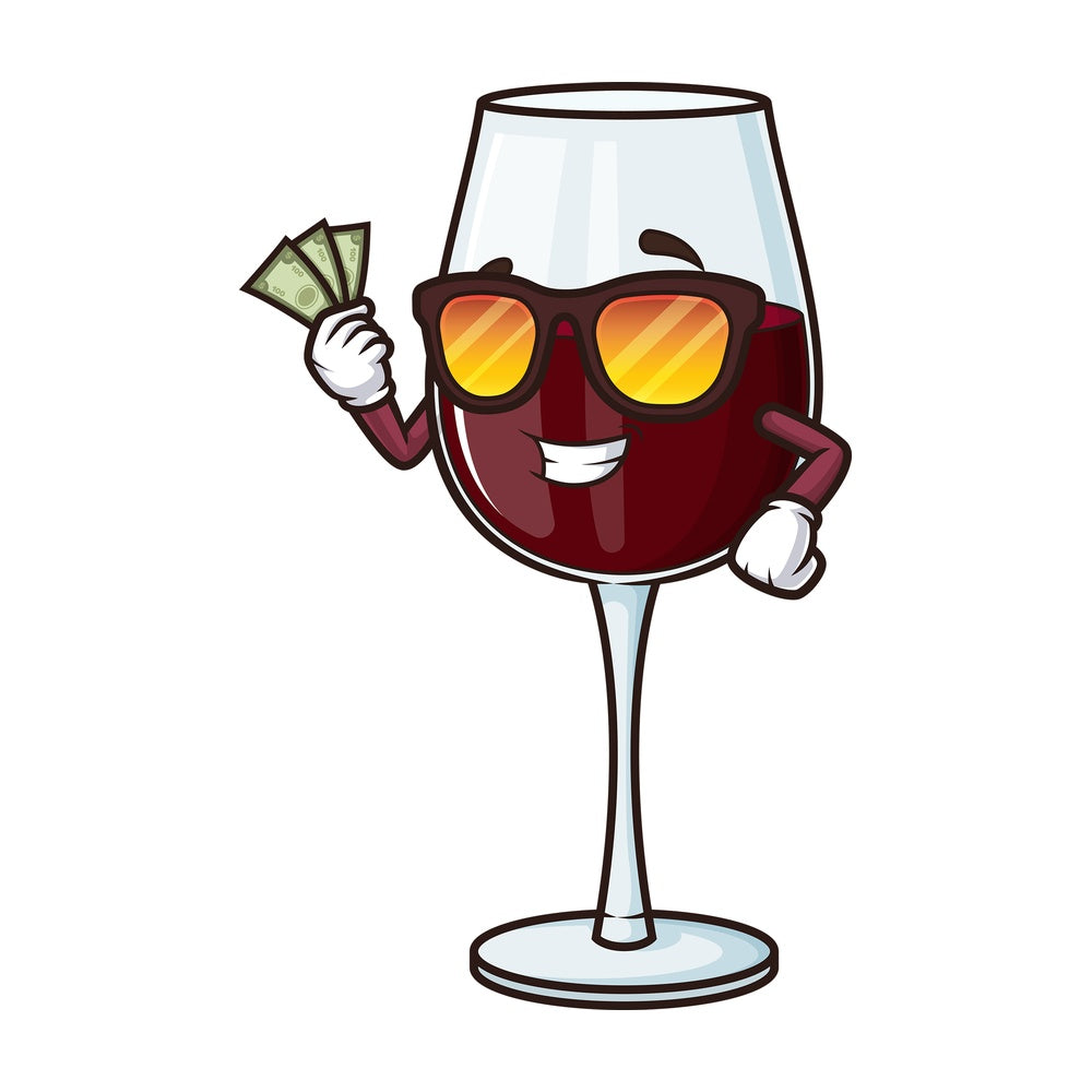 Wine glass holding money. PNG - JPG and vector EPS (infinitely scalable).