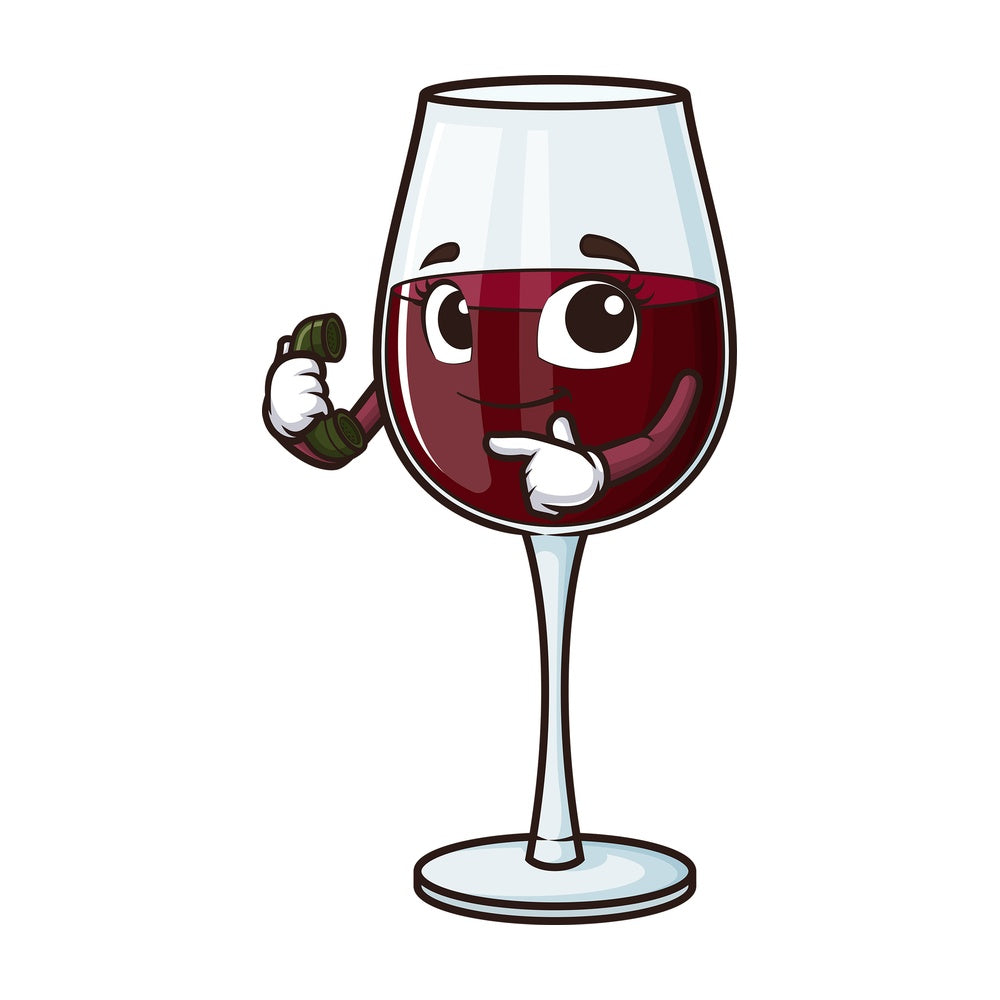 Wine glass pointing to phone. PNG - JPG and vector EPS (infinitely scalable).