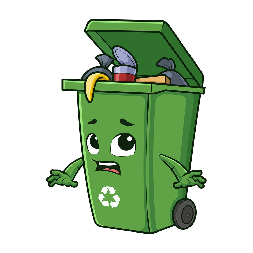 Shocked garbage bin. PNG - JPG and vector EPS (infinitely scalable).