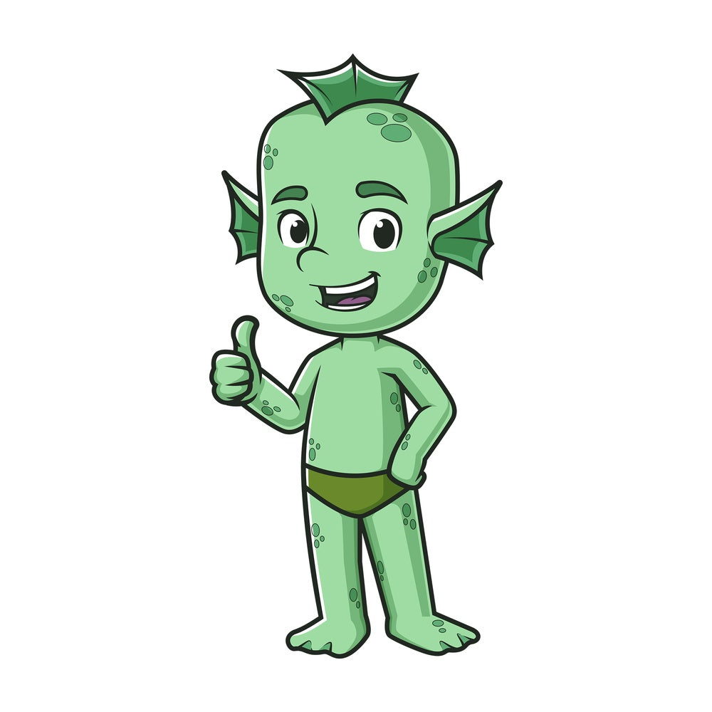 Male sea creature thumbs up. PNG - JPG and vector EPS (infinitely scalable).