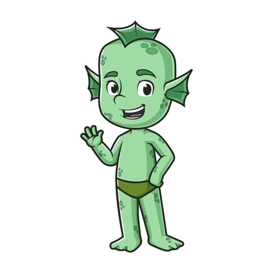 Cartoon merman waving. PNG - JPG and vector EPS (infinitely scalable).