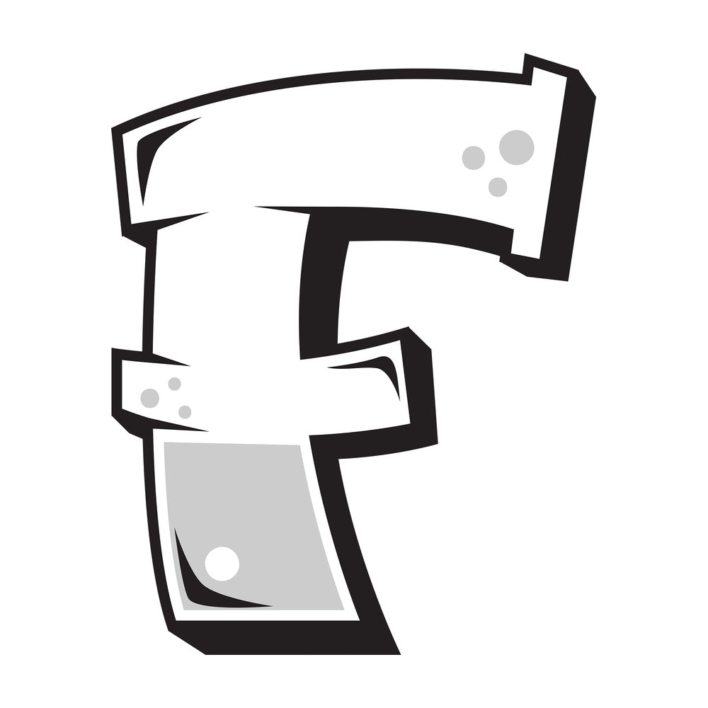 Graffiti letter f. PNG - JPG and vector EPS file formats (infinitely scalable). Image isolated on transparent background.