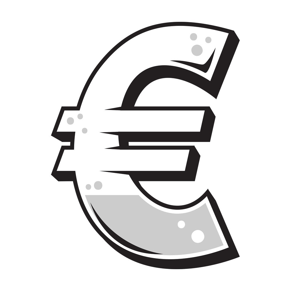 Graffiti euro sign. PNG - JPG and vector EPS file formats (infinitely scalable). Image isolated on transparent background.