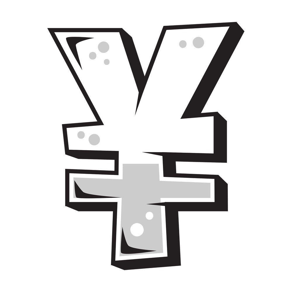 Graffiti japanese yen sign. PNG - JPG and vector EPS file formats (infinitely scalable). Image isolated on transparent background.