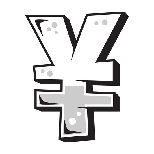 Graffiti japanese yen sign. PNG - JPG and vector EPS file formats (infinitely scalable). Image isolated on transparent background.