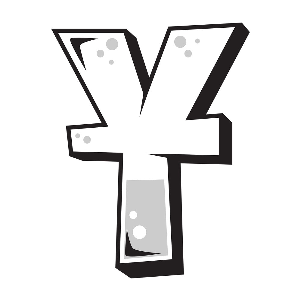 Graffiti chinese yuan sign. PNG - JPG and vector EPS file formats (infinitely scalable). Image isolated on transparent background.